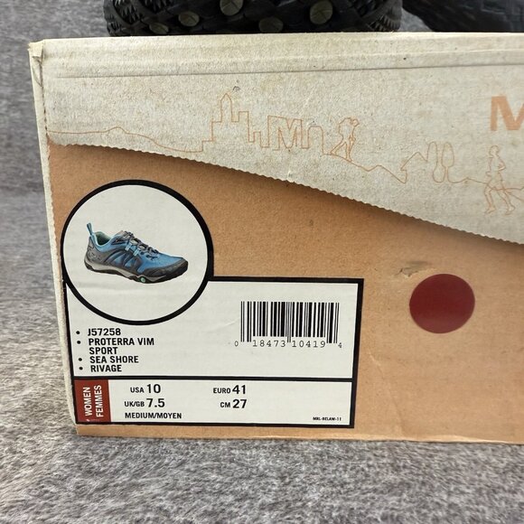 ✅Merrell Proterra Vim J57258 Blue Black Sea Shore Hiking Shoes Women’s 10 *STAIN - Picture 2 of 13